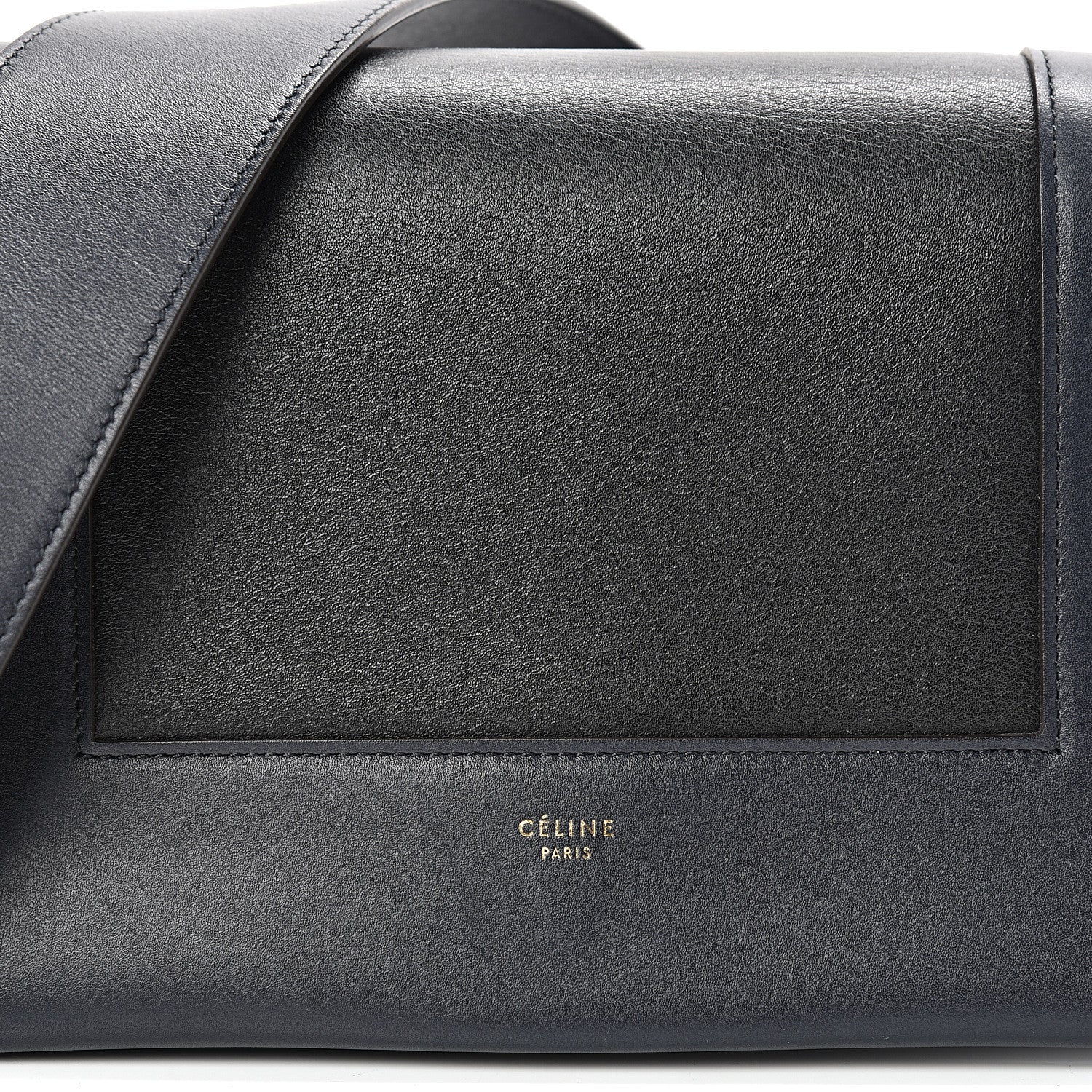Celine Shiny Smooth Calfskin Medium Frame Shoulder Bag Black Navy 8 of 14