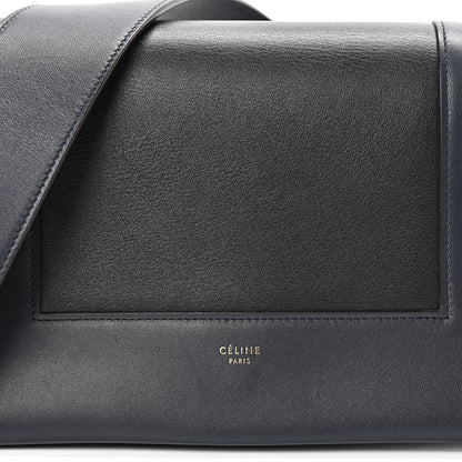 Celine Shiny Smooth Calfskin Medium Frame Shoulder Bag Black Navy 8 of 14