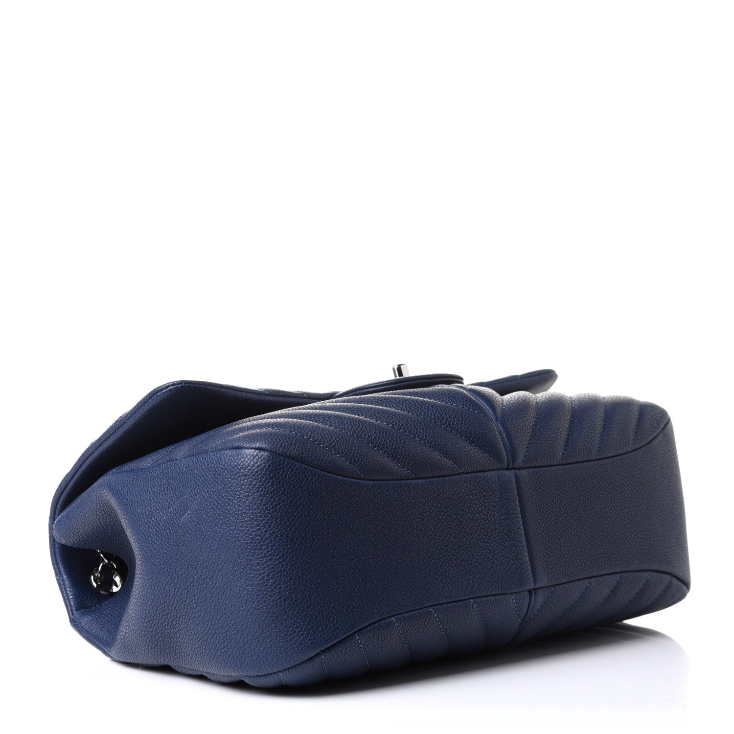 Chanel Caviar Chevron Quilted Large Puffy CC Flap Navy 4 of 13