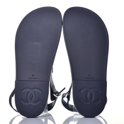 Chanel Rubber CC Dad Sandals 39 Navy 5 of 10
