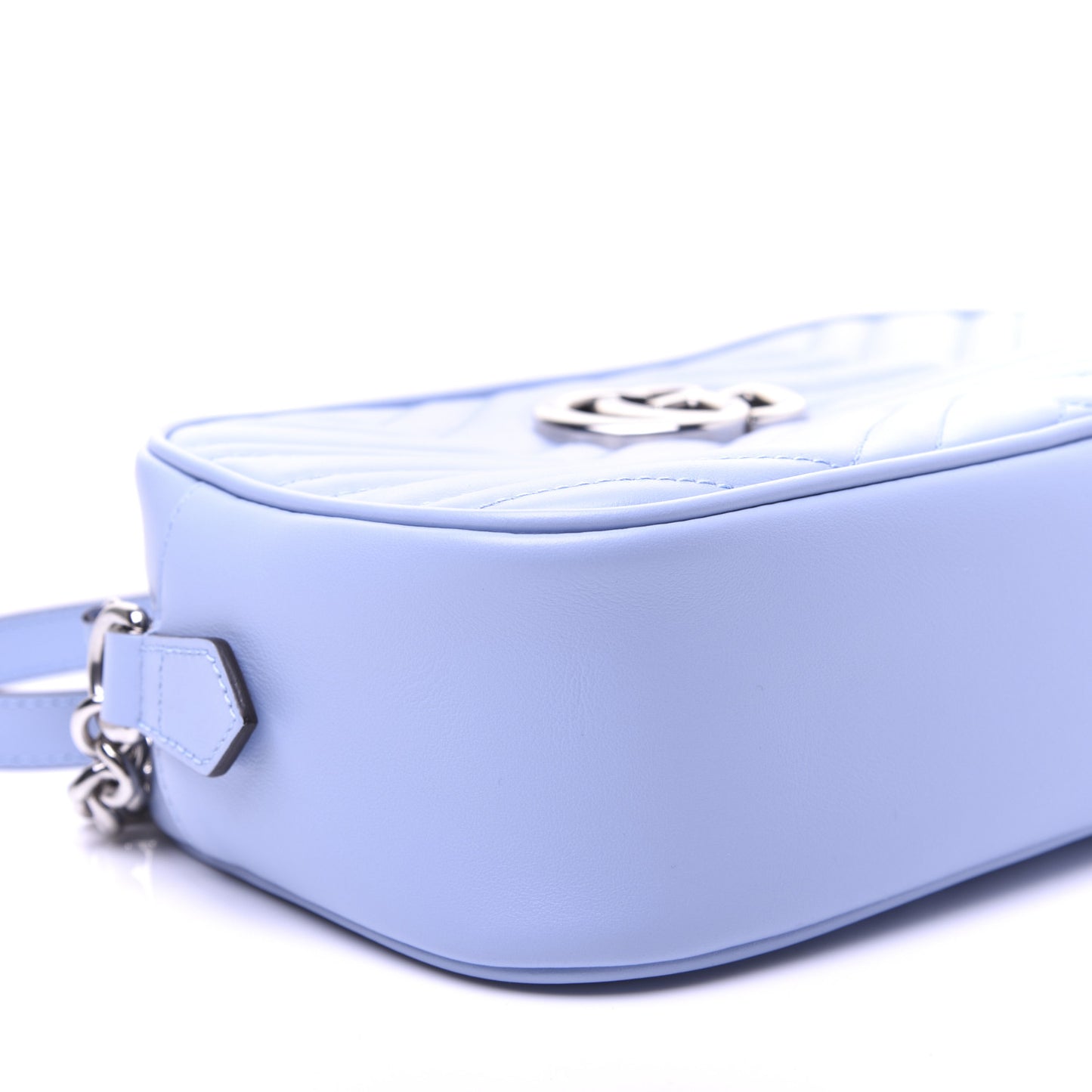 Calfskin Matelasse Small GG Marmont Chain Shoulder Bag Porcelain Light Blue