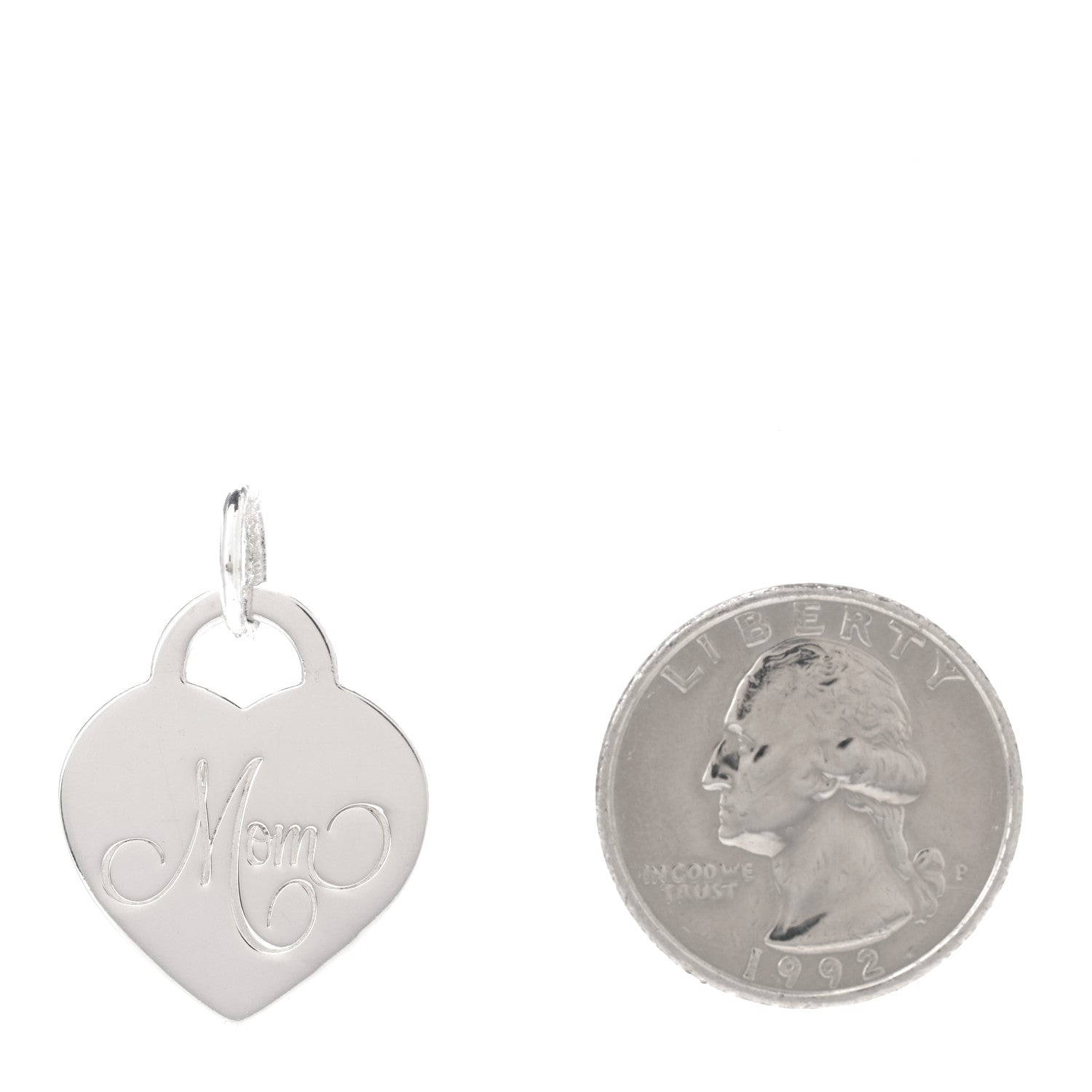 Tiffany Sterling Silver Mom Heart Tag Charm 2 of 4