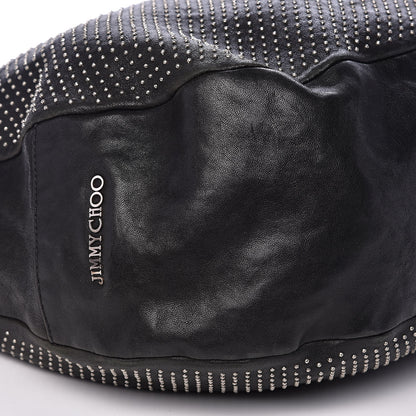 Jimmy Choo Lambskin Studded Solar Hobo Black 7 of 13