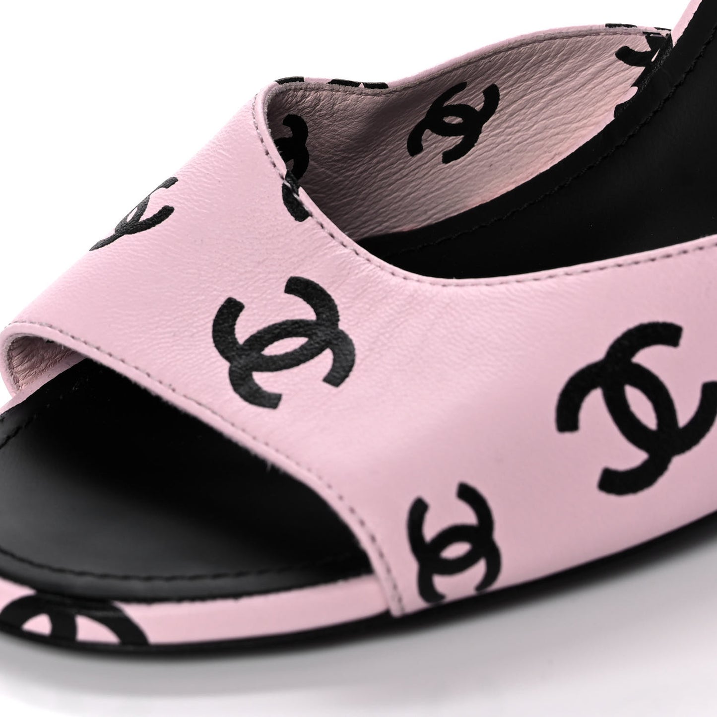 Printed Lambskin CC Sandals 42 Light Pink Black