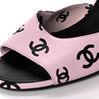 Chanel Printed Lambskin CC Sandals 42 Light Pink Black 11 of 13