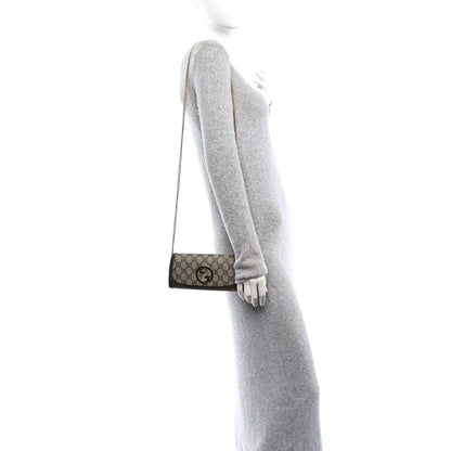Gucci GG Supreme Monogram Textured Dollar Calfskin Blondie Continental Chain Wallet Beige Ebony New Acero 2 of 14