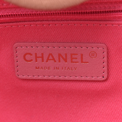 Chanel Straw Raffia Calfskin Striped Medium Deauville Tote Dark Beige Fuchsia Navy Blue 6 of 12