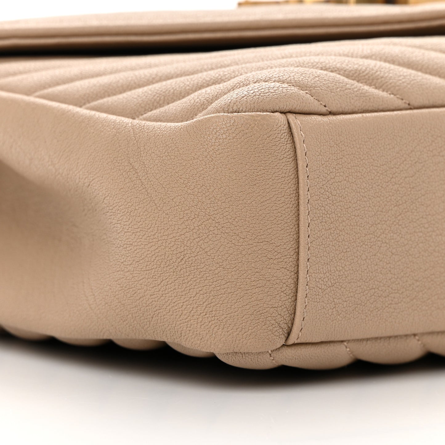 Sheepskin Matelasse Chevron Monogram Medium College Bag Dark Beige