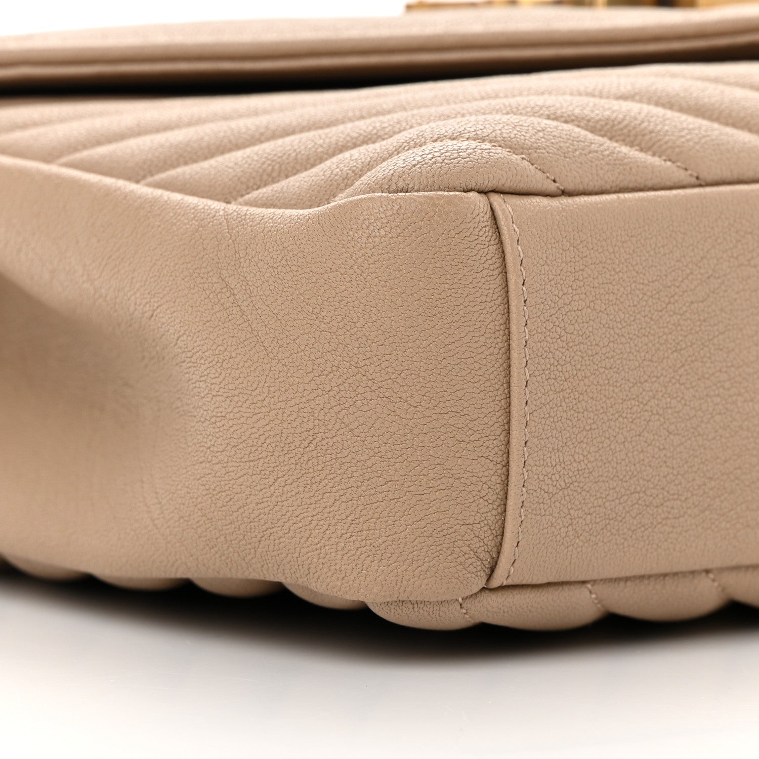 Saint Laurent Sheepskin Matelasse Chevron Monogram Medium College Bag Dark Beige 9 of 14