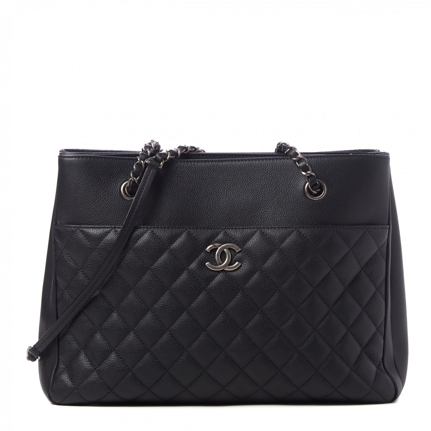 Caviar Quilted Urban Companion Shopping Tote Black