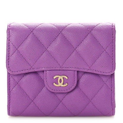 Chanel Caviar Quilted Compact Flap Wallet Purple 1 of 10