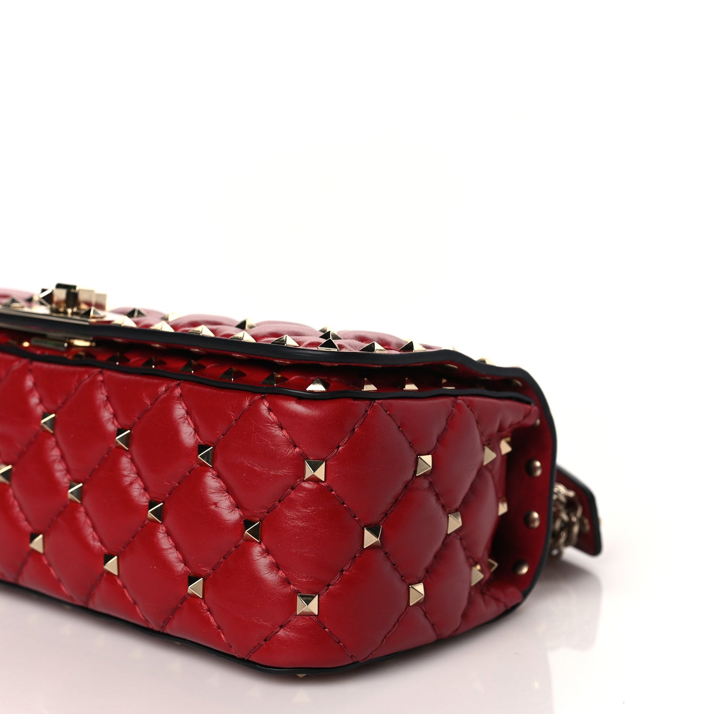 Calfskin Rockstud Spike Convertible Shoulder Bag Rosso Valentino