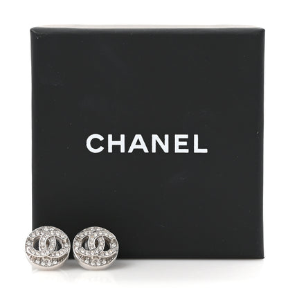 Chanel Crystal CC Round Earrings Silver 5 of 5