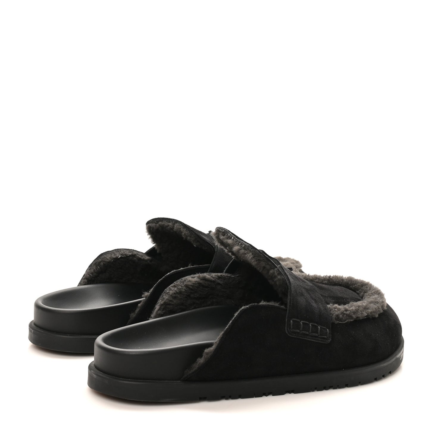 Suede Goatskin Shearling Mens Go Mules 43.5 Black
