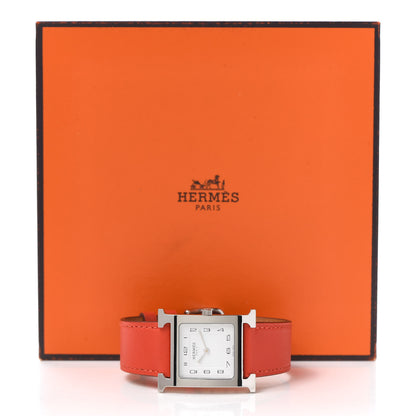 Hermes Stainless Steel Swift 26mm Heure H Hour Quartz Watch Orange 6 of 6