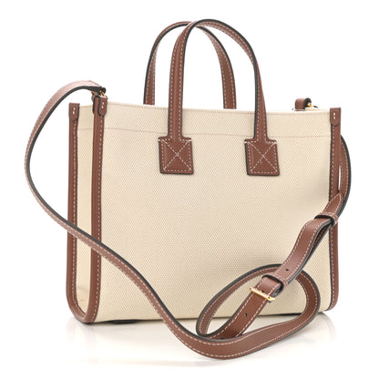 Burberry Canvas Smooth Calfskin Mini Two Tone Freya Tote Brown 3 of 10
