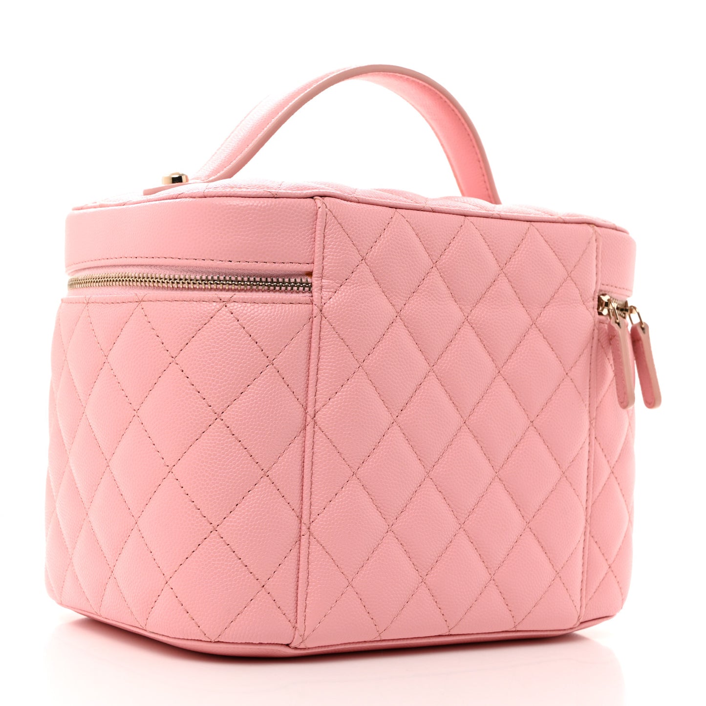 Caviar Quilted Large Vanity Pouch Pink