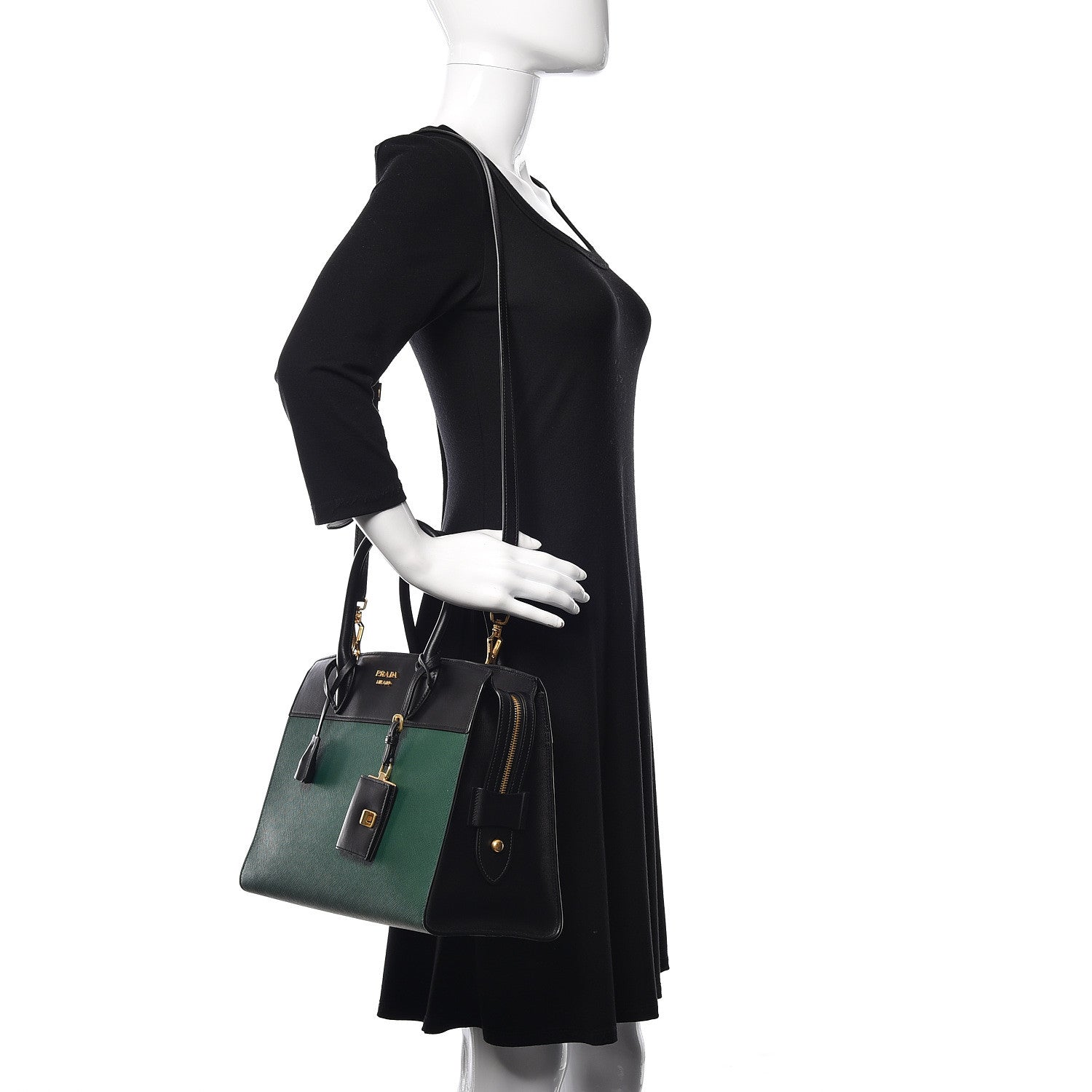 Prada Saffiano City Calf Medium Esplanade Tote Biliardo Black 2 of 11