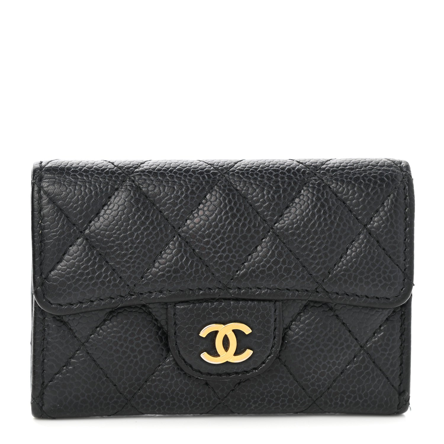 Chanel Caviar Quilted Flap Card Holder Wallet Black 1 of 9