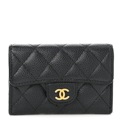 Chanel Caviar Quilted Flap Card Holder Wallet Black 1 of 9