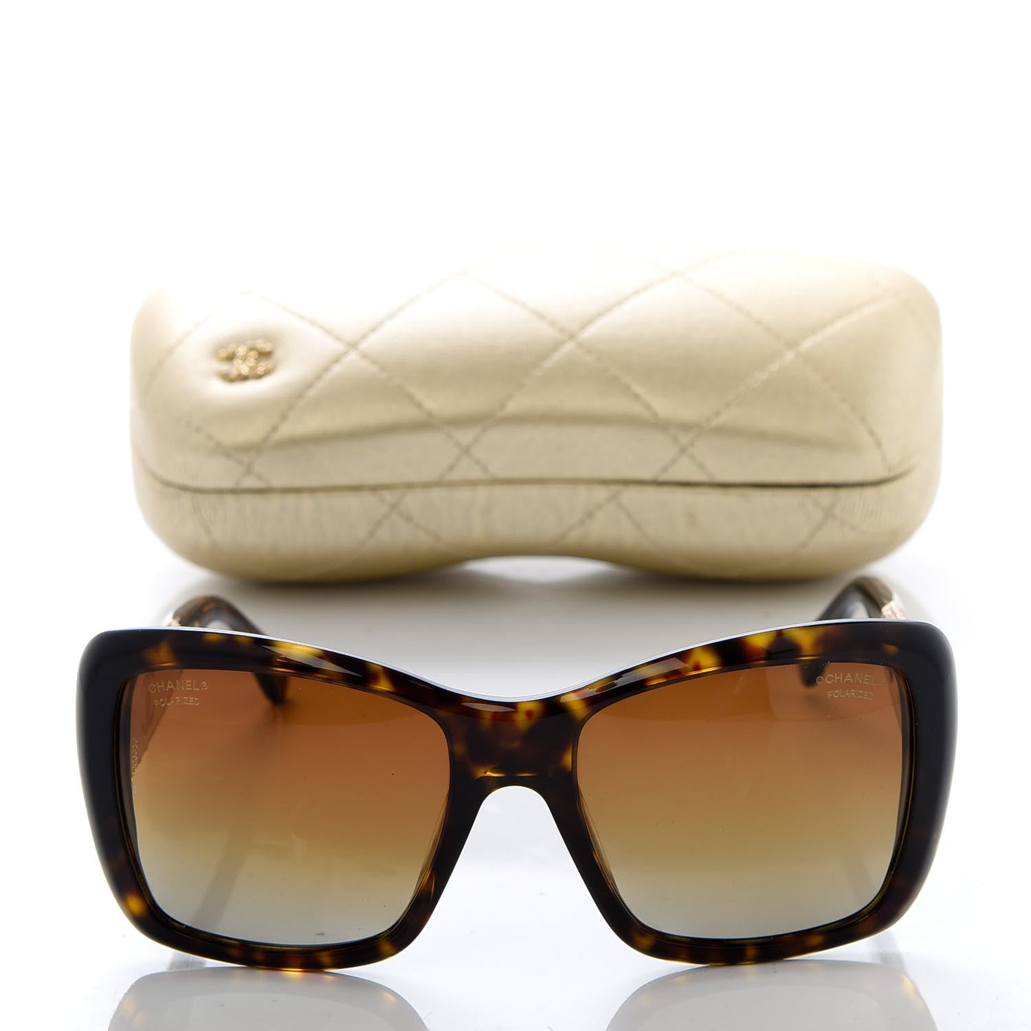 Chanel Crystal Polarized CC Square Sunglasses 5301-B Tortoise Gold 8 of 8