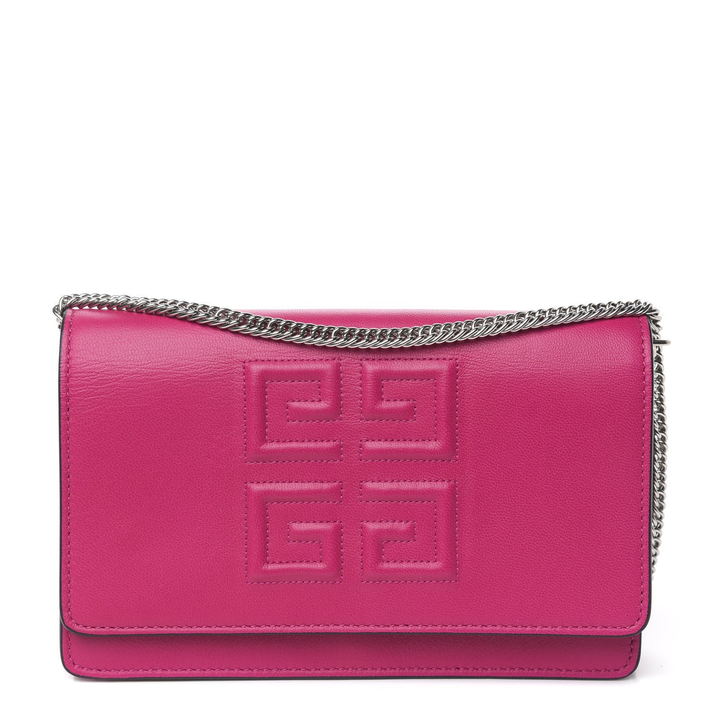 Lambskin Emblem Chain Wallet Cyclamen