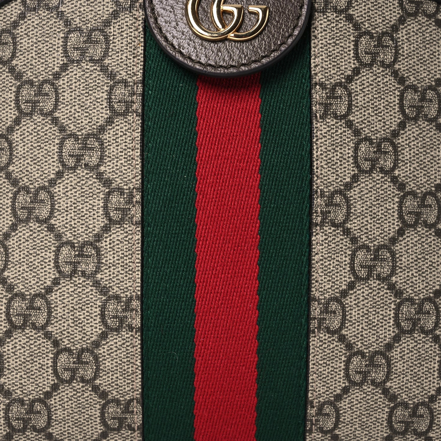 GG Supreme Monogram Textured Dollar Calfskin Web Small Ophidia Dome Shoulder Bag Beige Ebony New Acero