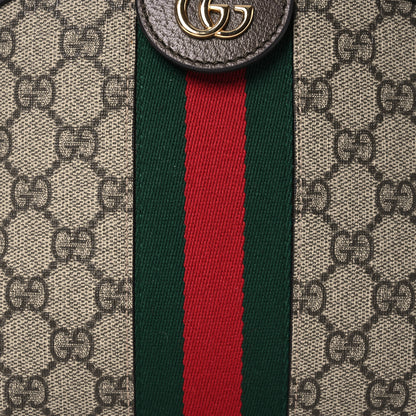 Gucci GG Supreme Monogram Textured Dollar Calfskin Web Small Ophidia Dome Shoulder Bag Beige Ebony New Acero 9 of 14