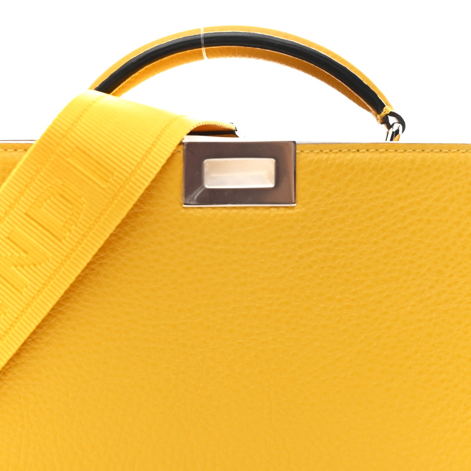 Fendi Cuoio Romano Vitello Cover Bi-Color Peekaboo I See U X Cross Satchel Sunflower Pietra Mimosa 19 of 23