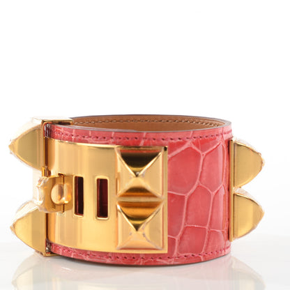 Hermes Shiny Alligator Collier De Chien CDC Bracelet S Bougainvillea 3 of 6