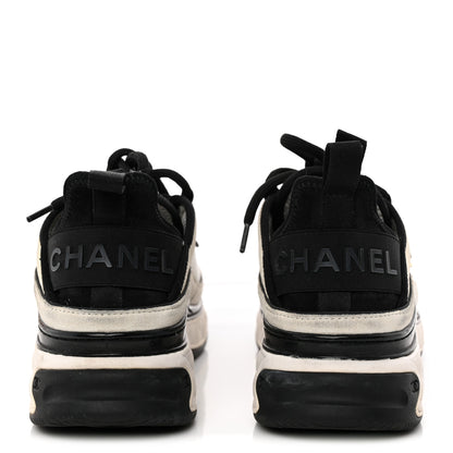 Chanel Velvet Calfskin Mixed Fibers CC Sneakers 36 Ivory Black 4 of 16