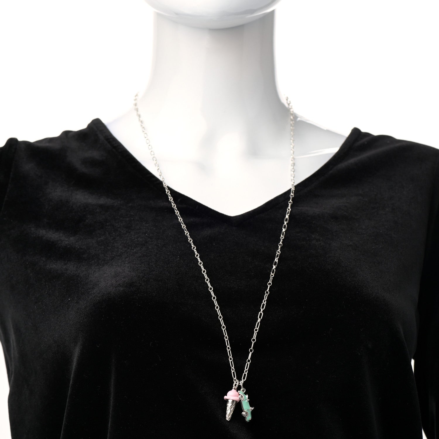 Tiffany Sterling Silver Enamel Ice Cream Cone & Car Charm Necklace 2 of 7