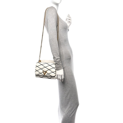Louis Vuitton Lambskin Malletage Top Handle GO-14MM White Black 2 of 15