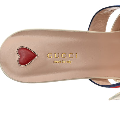 Gucci Malaga Kid Sylvie Web Bamboo Low Heel Mules 41 White 7 of 10