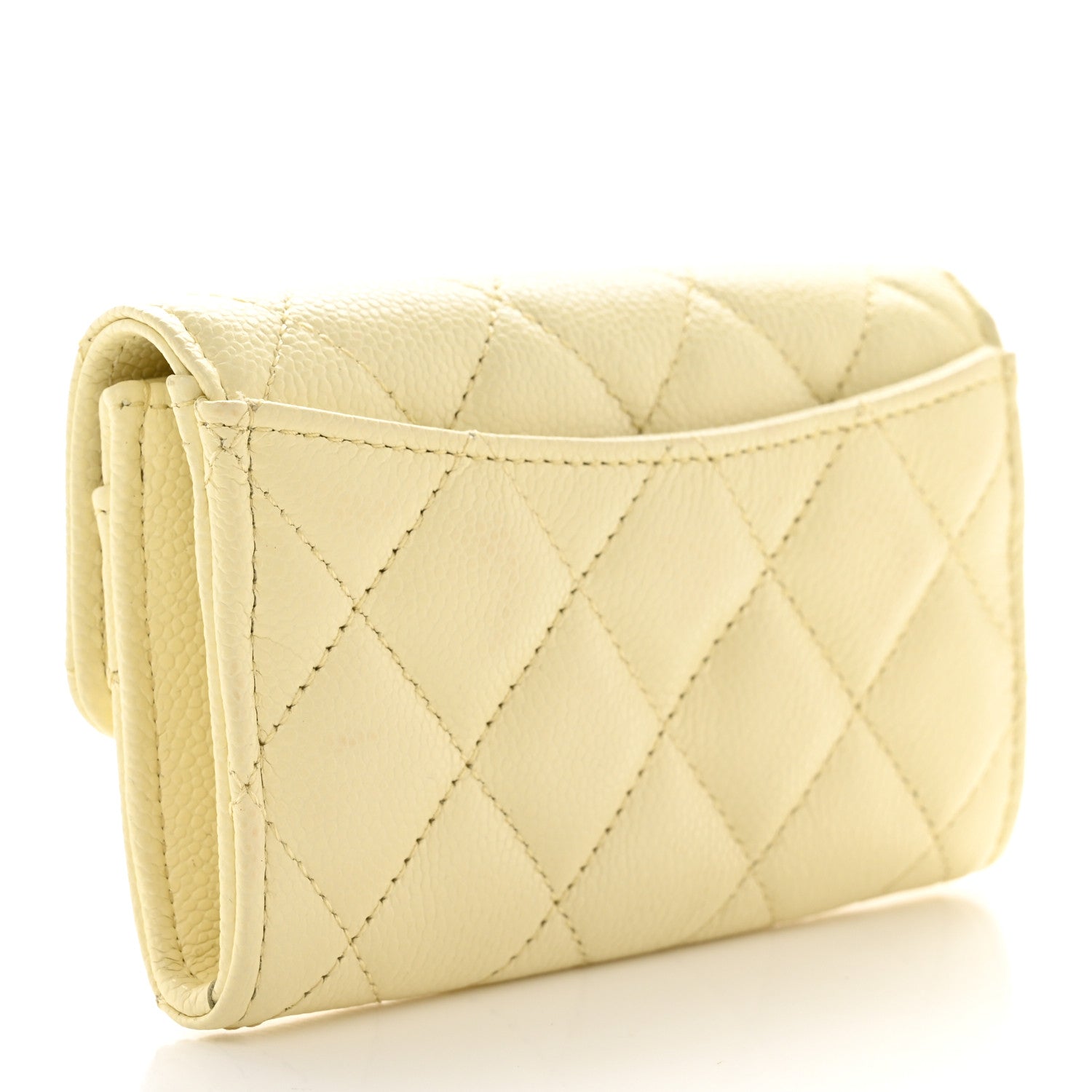 Chanel Caviar Quilted Flap Card Holder Wallet Light Yellow 3 of 10