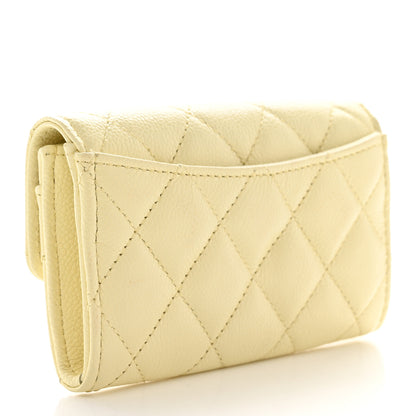 Chanel Caviar Quilted Flap Card Holder Wallet Light Yellow 3 of 10
