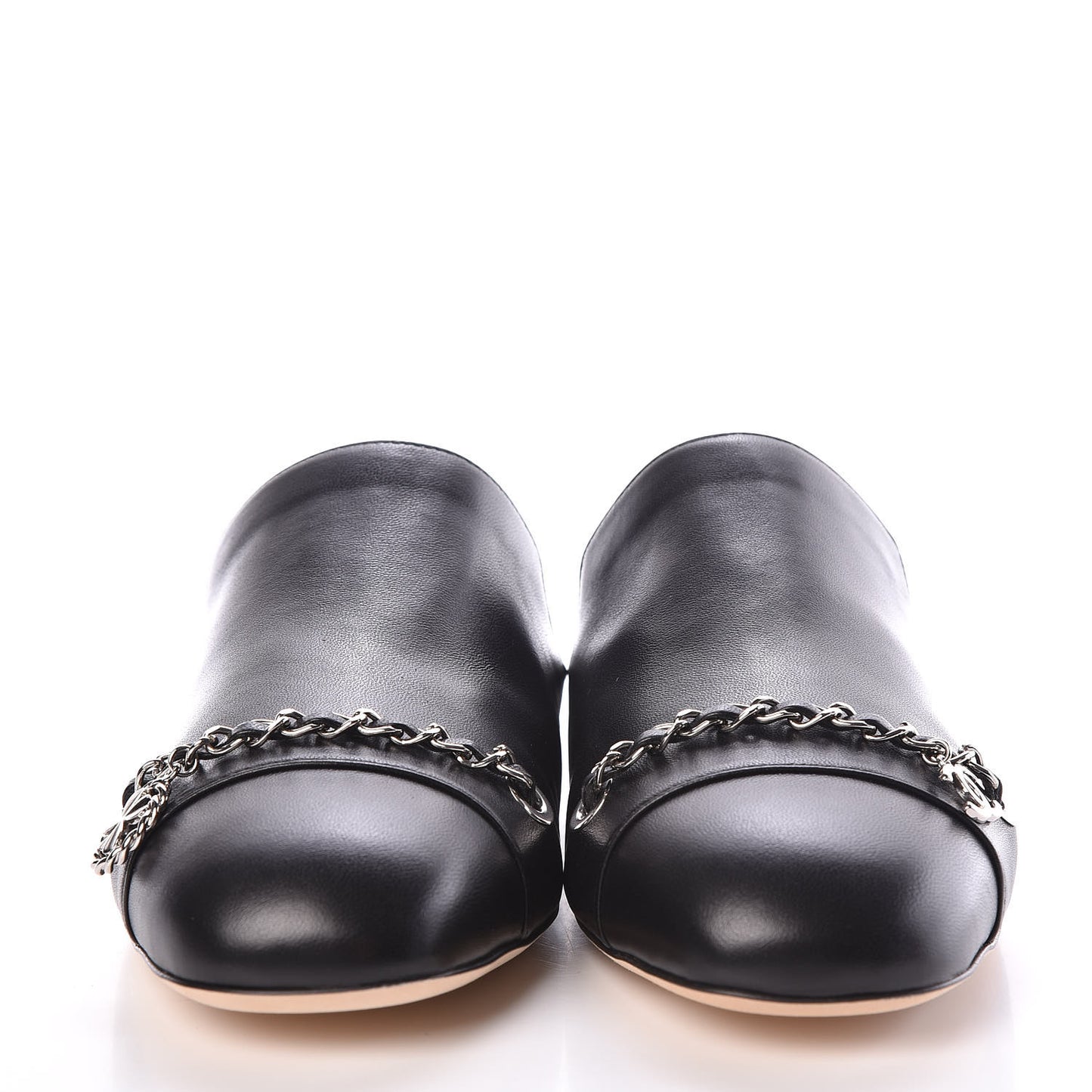 Lambskin Chain CC Mules 39.5 Black