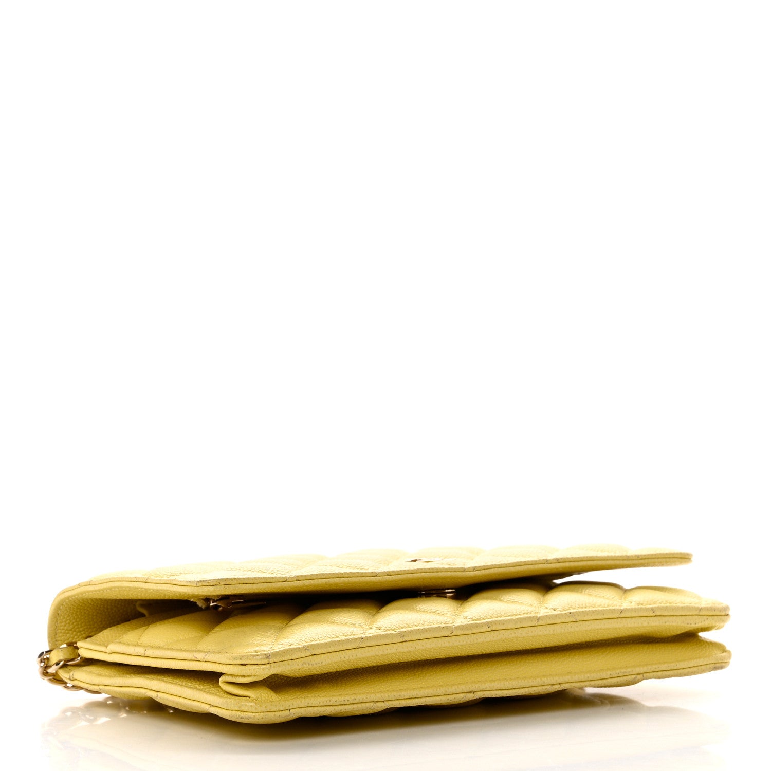 Chanel Caviar Quilted Wallet on Chain WOC Light Yellow 3 of 10