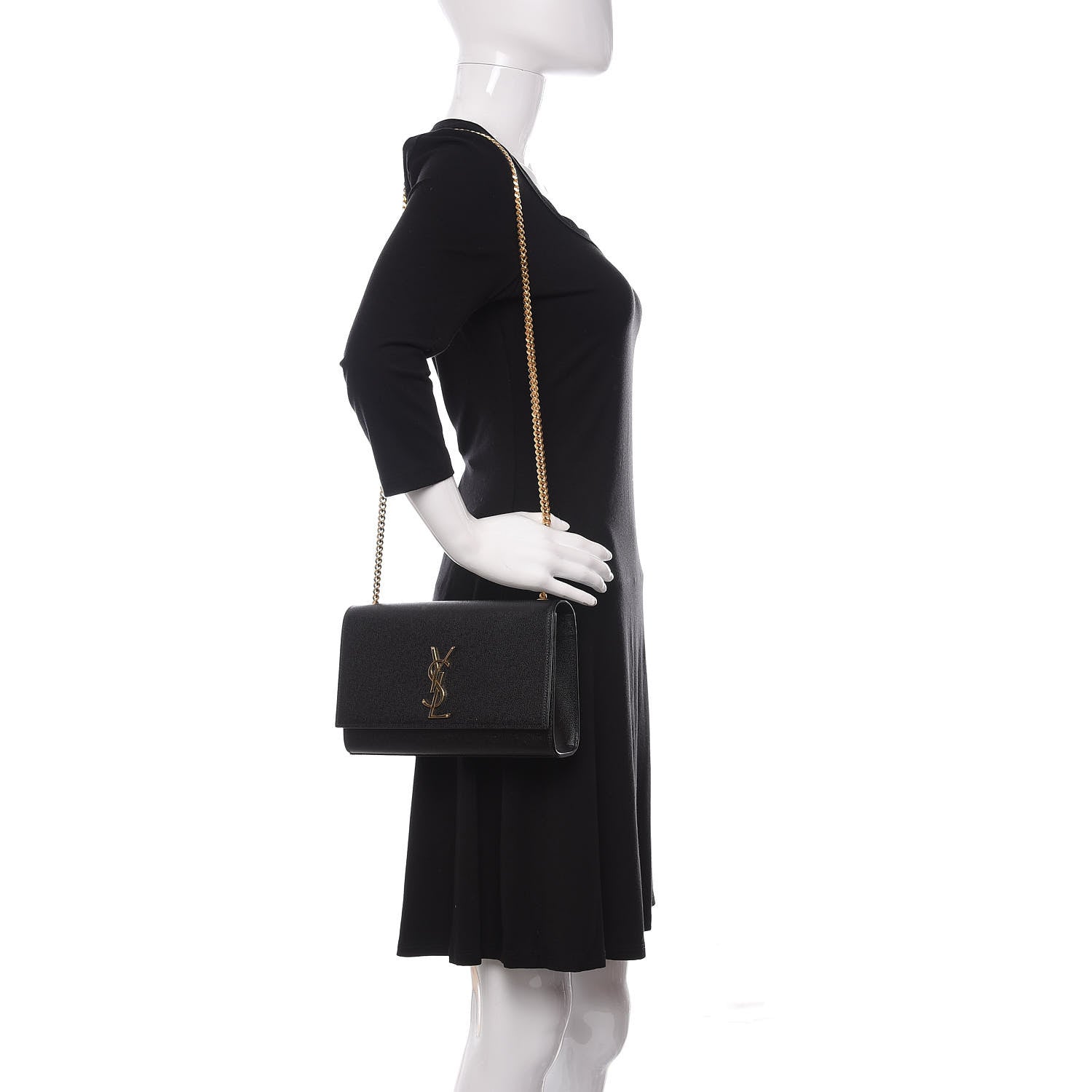 Saint Laurent Grain De Poudre Medium Classic Monogram Kate Satchel Black 2 of 10
