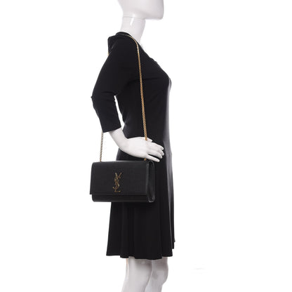 Saint Laurent Grain De Poudre Medium Classic Monogram Kate Satchel Black 2 of 10