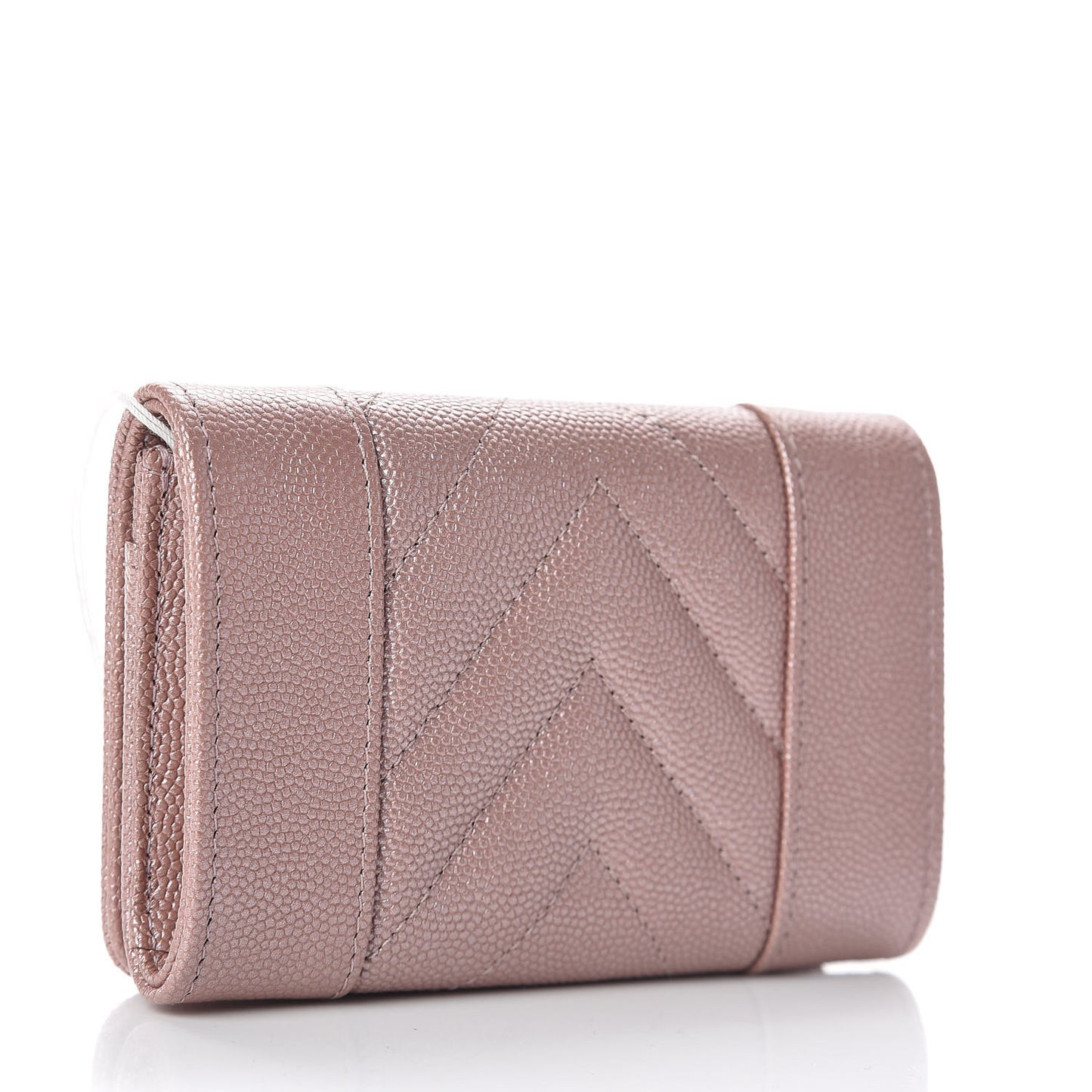 Metallic Caviar Chevron Quilted Vintage Mademoiselle Flap Card Holder Pink