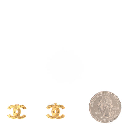 Chanel Metal CC Paris Button Stud Earrings Gold 2 of 4