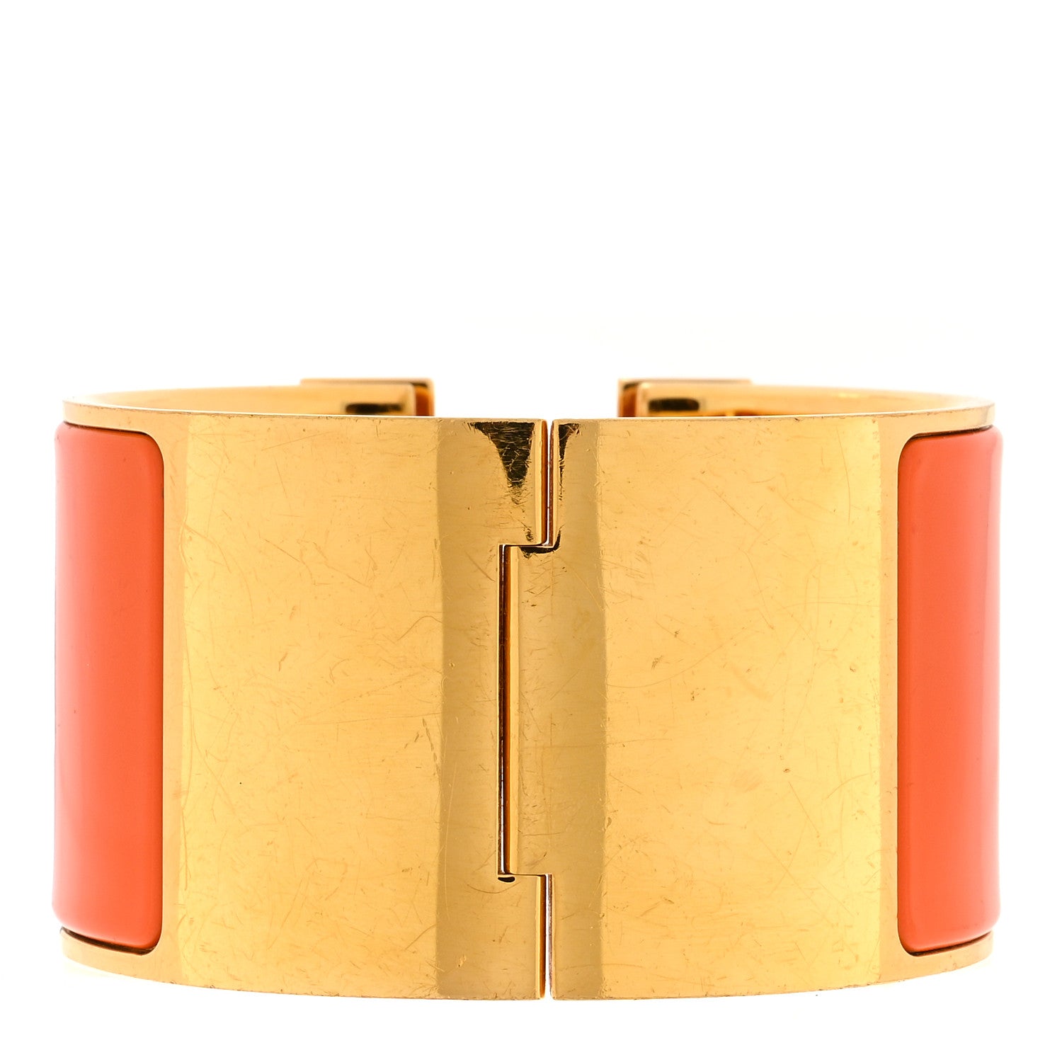 Hermes Enamel Extra Wide Clic Clac H Bracelet GM Orange 2 of 3