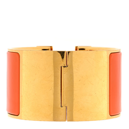 Hermes Enamel Extra Wide Clic Clac H Bracelet GM Orange 2 of 3
