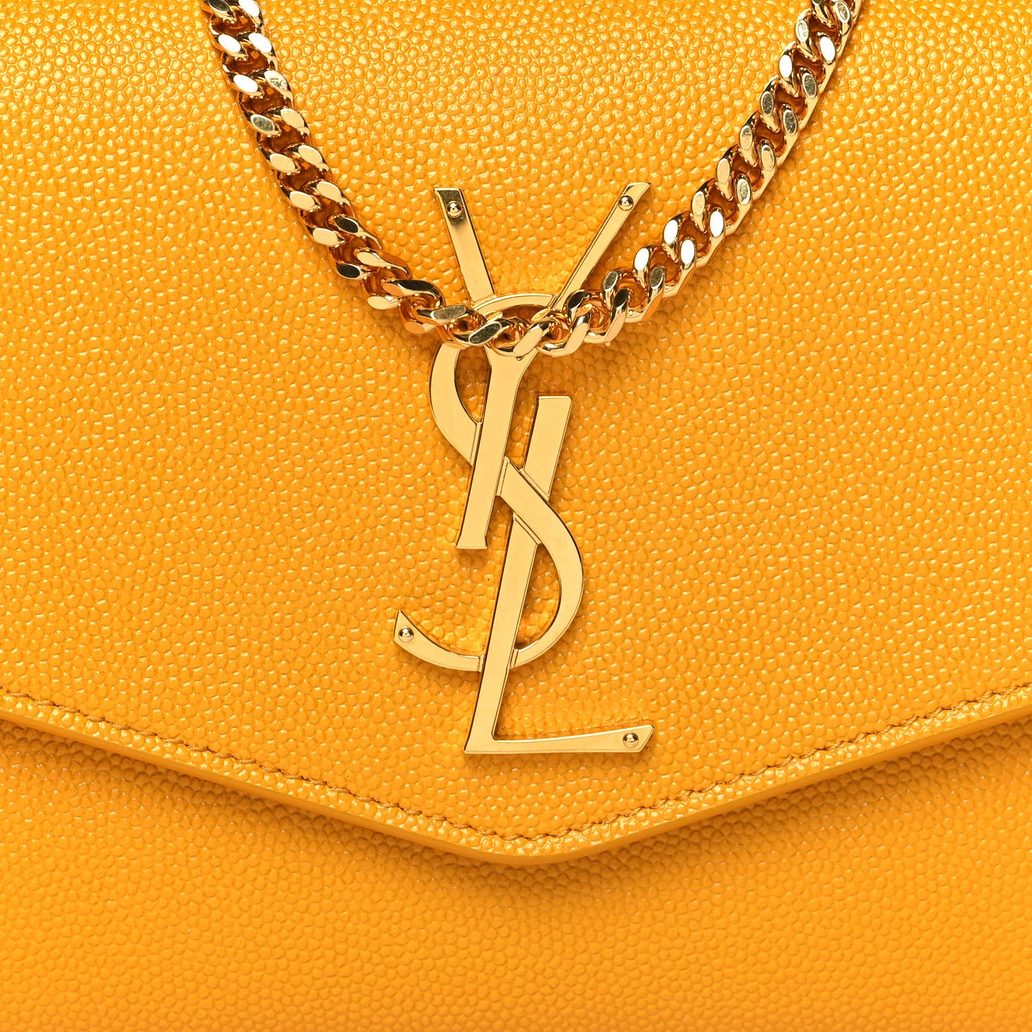 Saint Laurent Grain De Poudre Monogram Uptown Chain Wallet Chartreuse 10 of 12