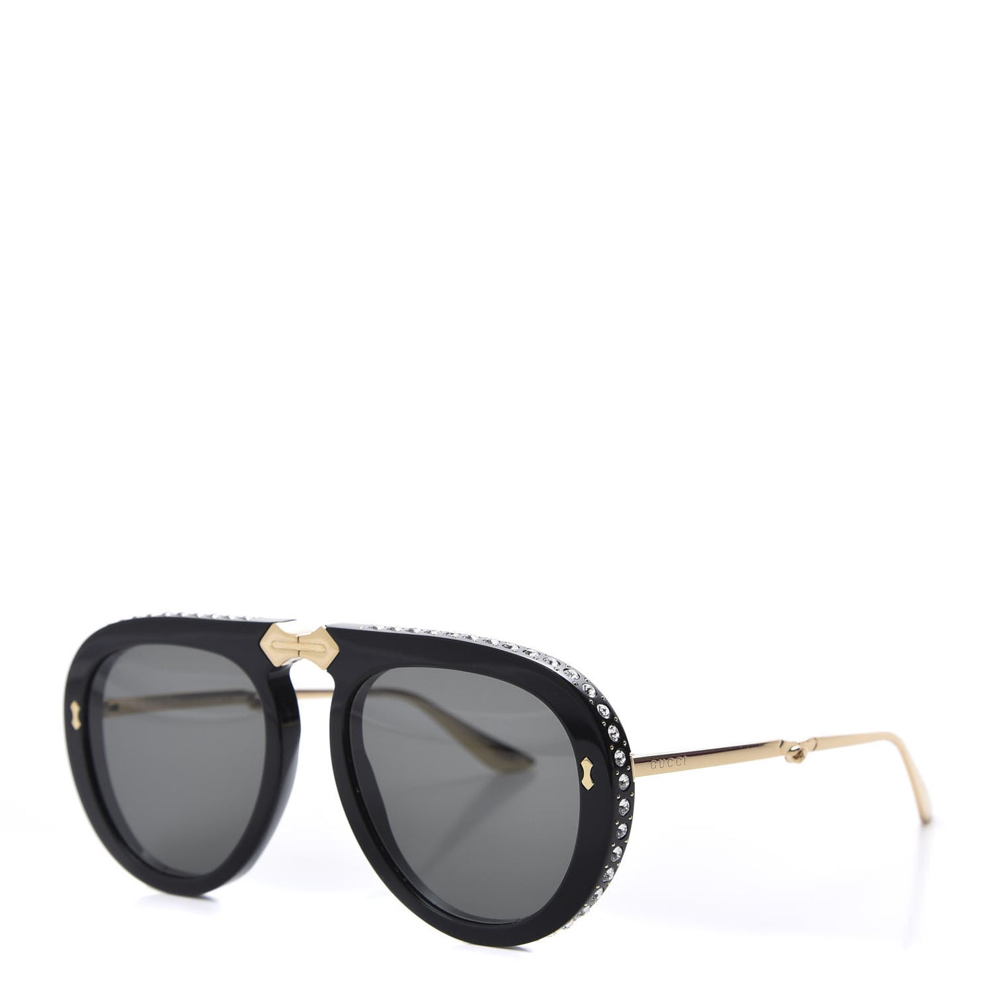 Acetate Crystal Foldable Aviator Sunglasses GG0307S Black