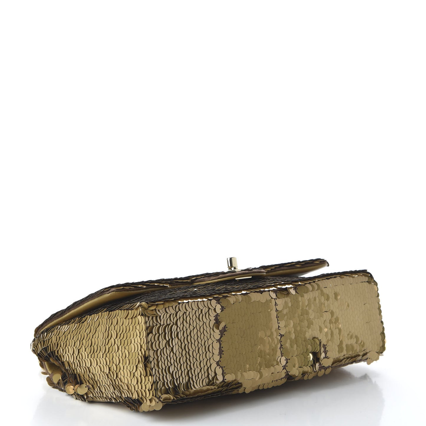 Sequin Quilted Medium Single Flap Gold