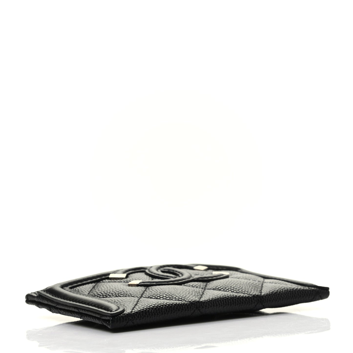 Caviar Quilted Filigree Card Holder Black