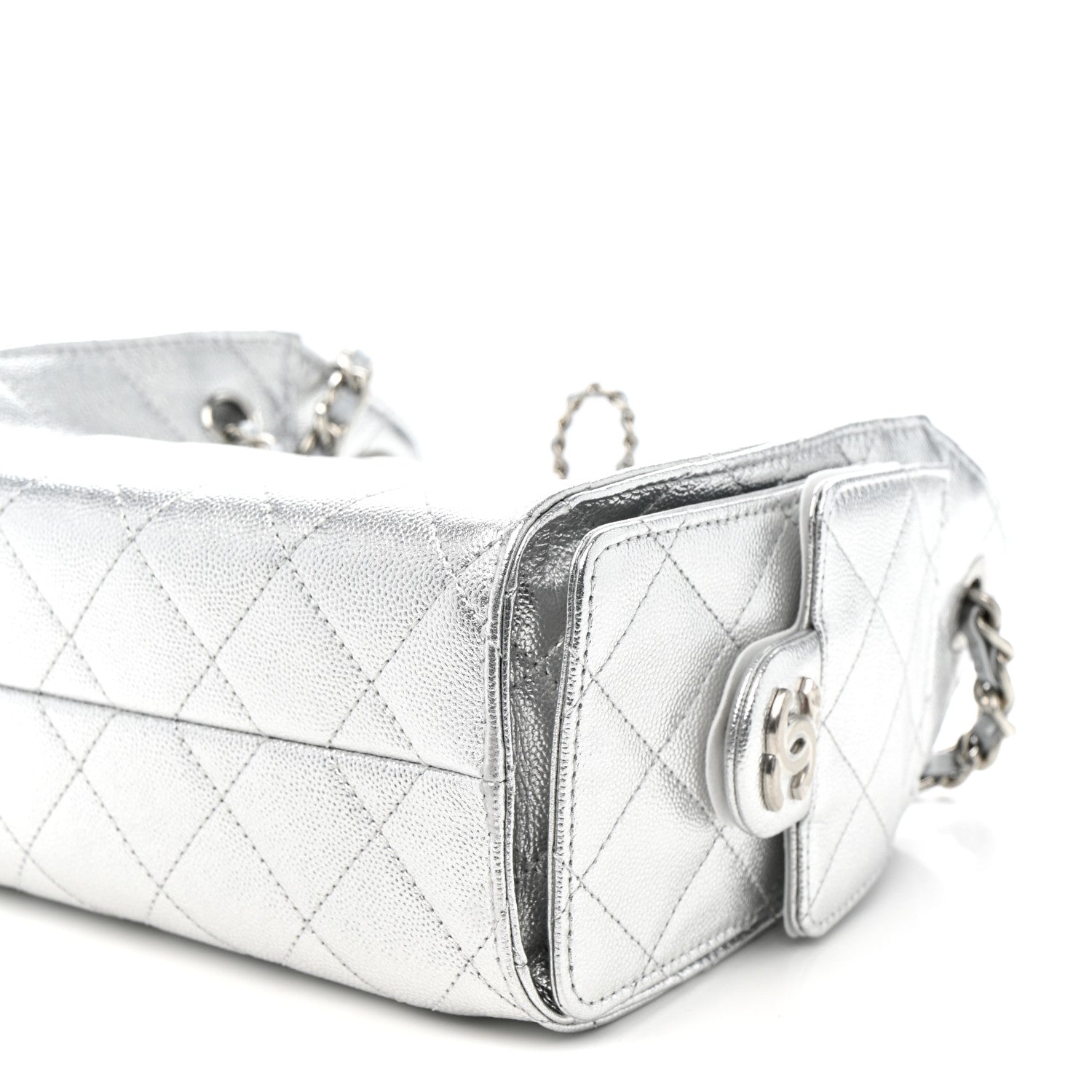 Chanel Metallic Caviar Quilted Mini Chanel 25 Handbag Silver 10 of 11