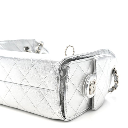 Chanel Metallic Caviar Quilted Mini Chanel 25 Handbag Silver 10 of 11